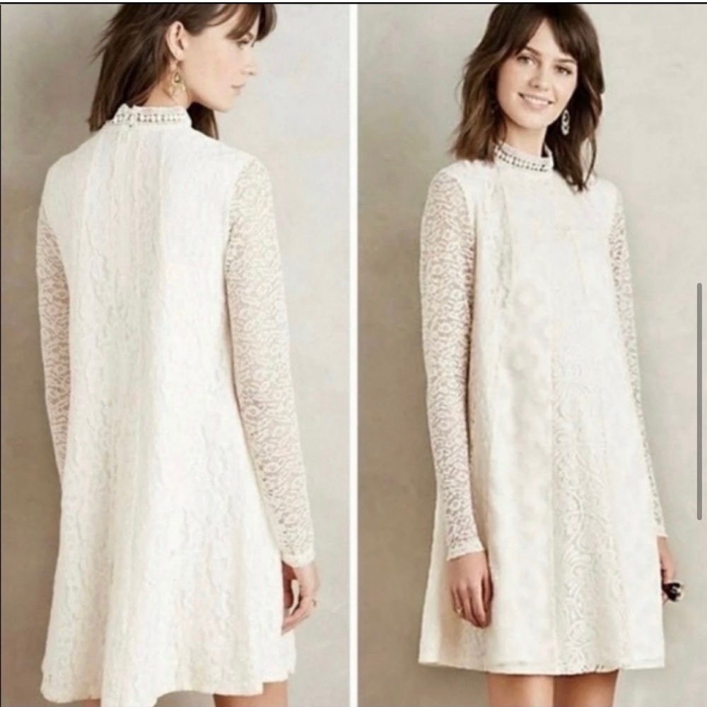 NWT Anthropologie HD in Paris Ivory Lace Dress Size Medium